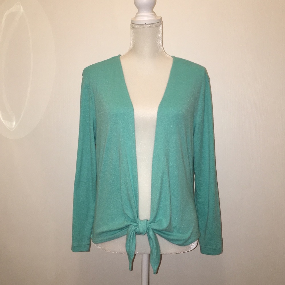 FRESH PRODUCE Sz XL Turquoise Wrap Sweater